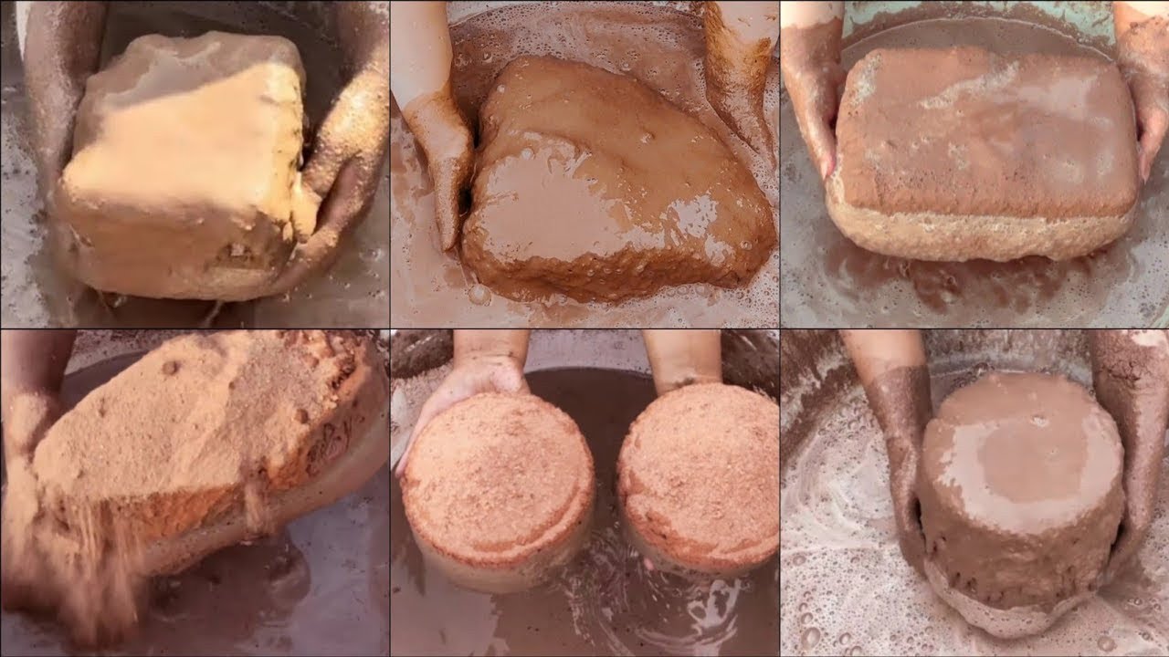ASMR: super dusty melting red dirt soft full dipping crumbling water parts/6 vids/oddlysatifying