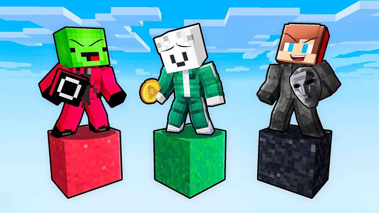 JJ vs Mikey vs Carrie: SQUID GAME ONE BLOCK BATTLE in Minecraft - Maizen