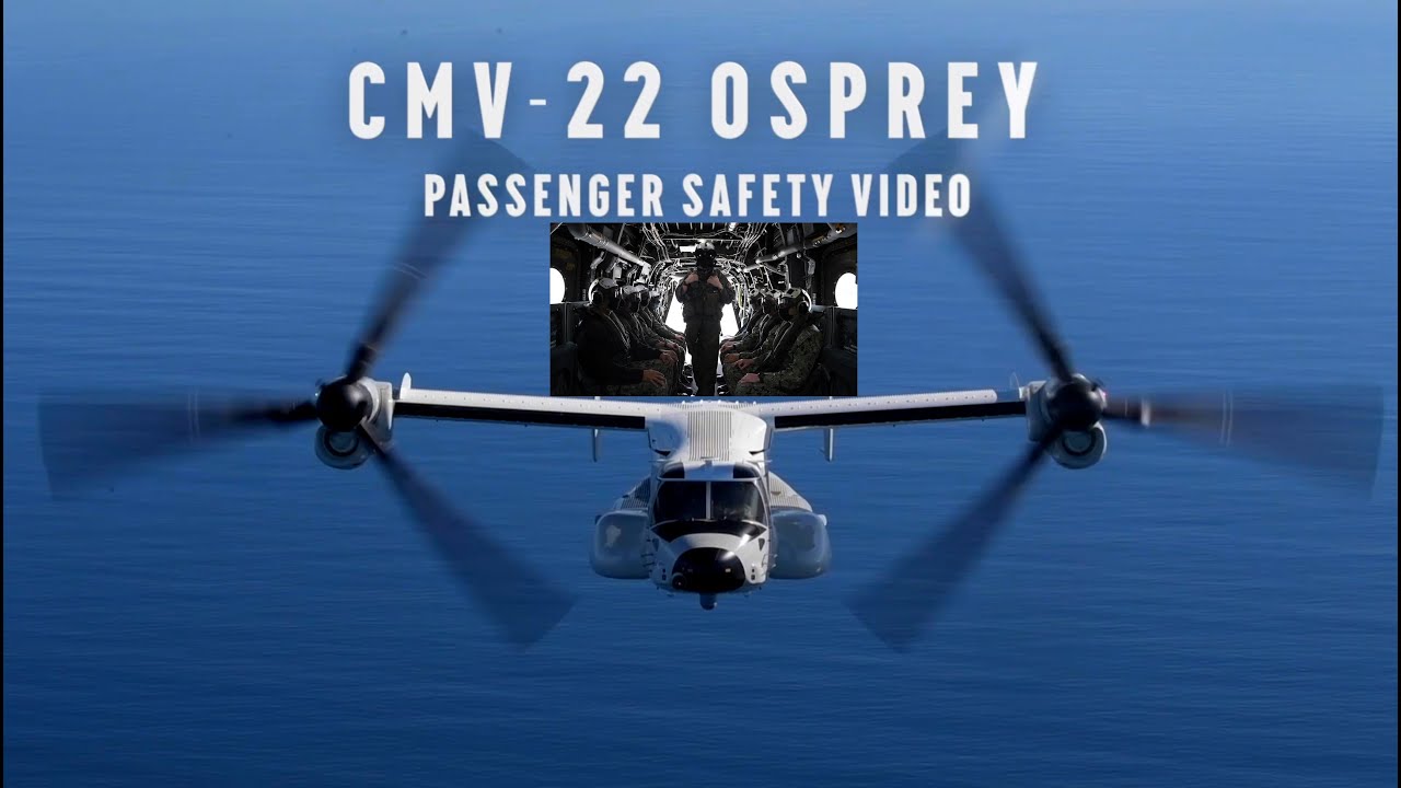 VRM-30 explains and demonstrates safety procedures required of passengers onboard a CMV-22 Osprey.