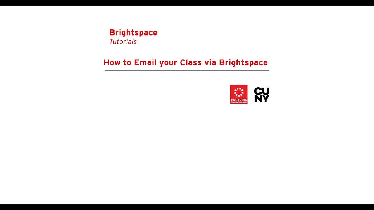 Sending Emails Via Brightspace (Learners)