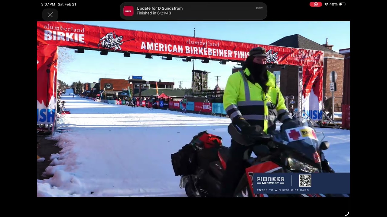 D Sundström finishing the 2026 53k American Birkebeiner Classic!  Congrats DD! #Birkie