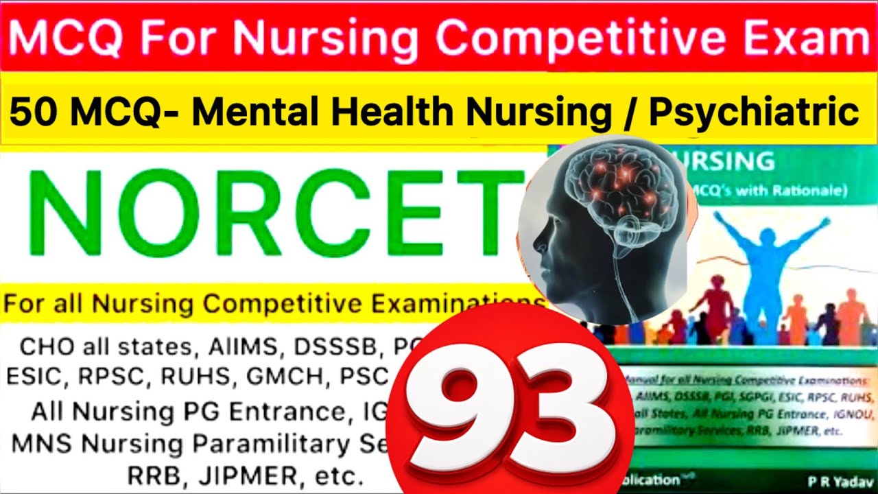 93- MCQ -Mental Health Nursing | AIIMS (Norcet) Exam Preparation | ESIC | SGPGI, Competitive Exam