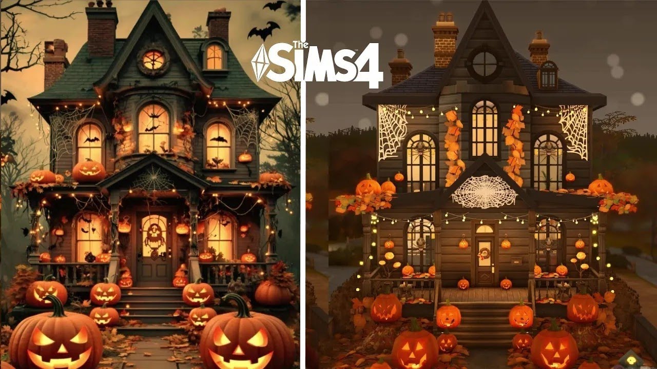 🎃Spooky Cozy Sims 4 Halloween Build!👻Stop motion | no CC