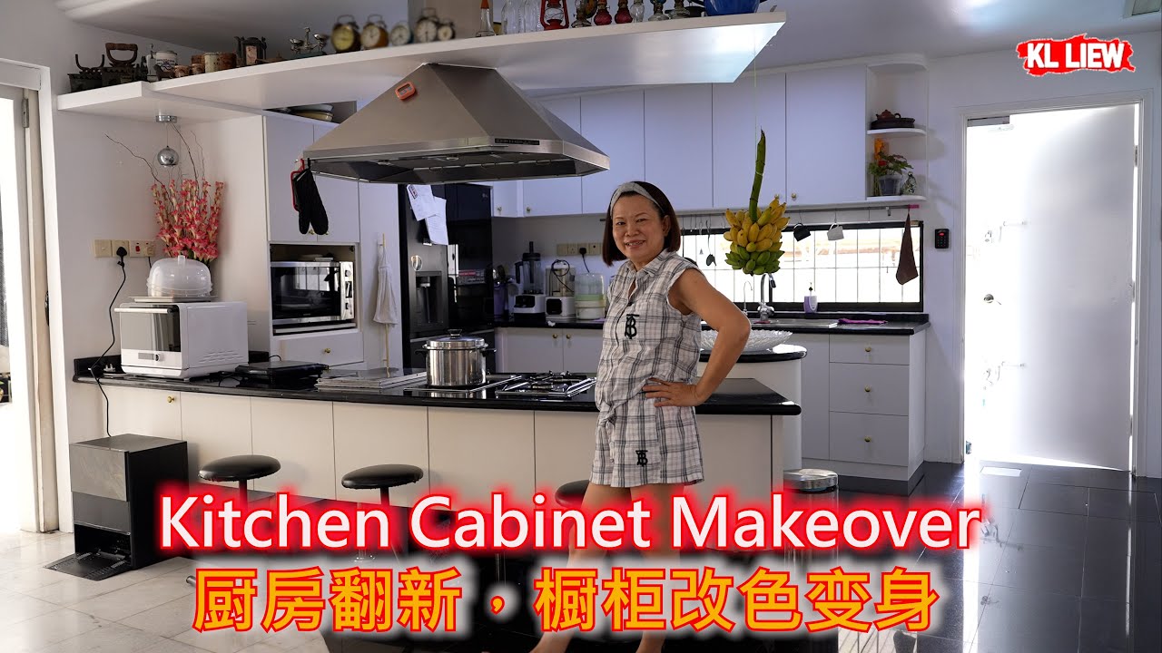Kitchen Cabinet Makeover  厨房翻新，橱柜改色变身，给大家看auntie Liew 的厨房，最后效果一眼惊艳,不再是紫色控了。给你们看auntie Liew 的结婚照。