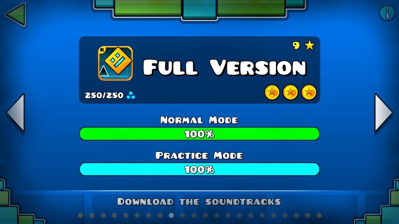 GEOMETRY DASH ORIGINAL ALL FULL VERSION LEVEL 1-21 [100%] [ALL COINS]