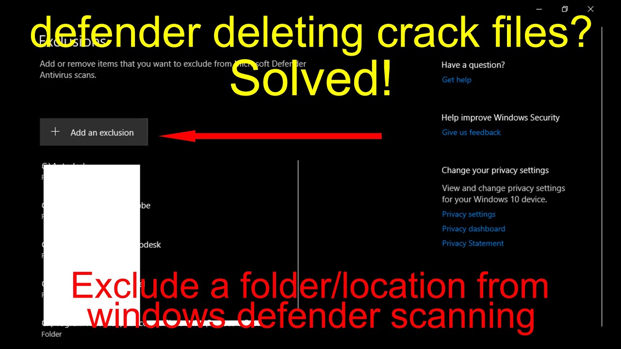 Exclude file/folder | Defender | Crack files protected!