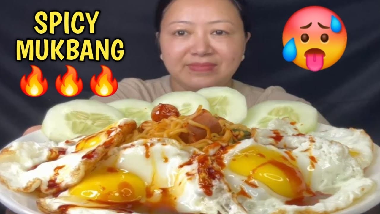 Spicy Current Noodles Mukbang With Egg 