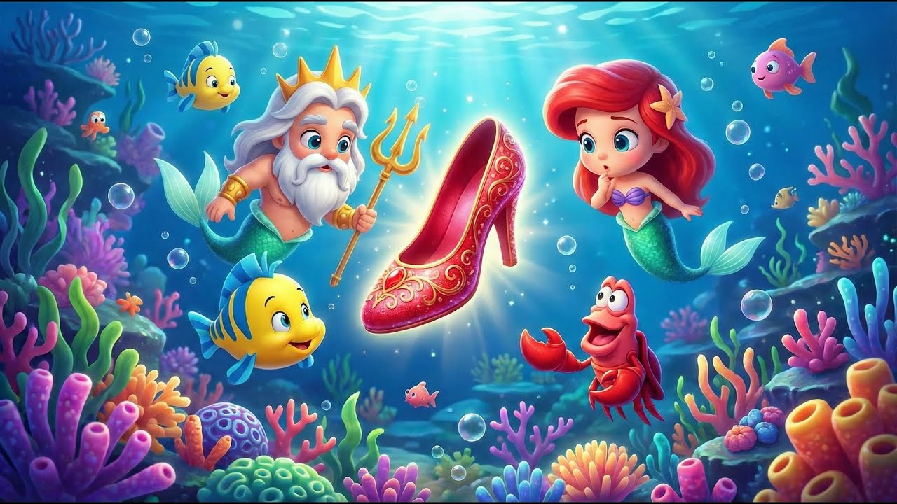 Ariel, King Triton, and the Mystery of the Red Shoe Under the Sea! | The Little Mermaid Animation