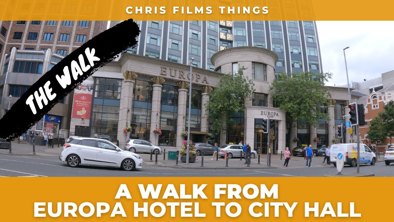 Walk Around Belfast - Europa Hotel to City Hall in 4K | 2022 | Belfast Northern Ireland