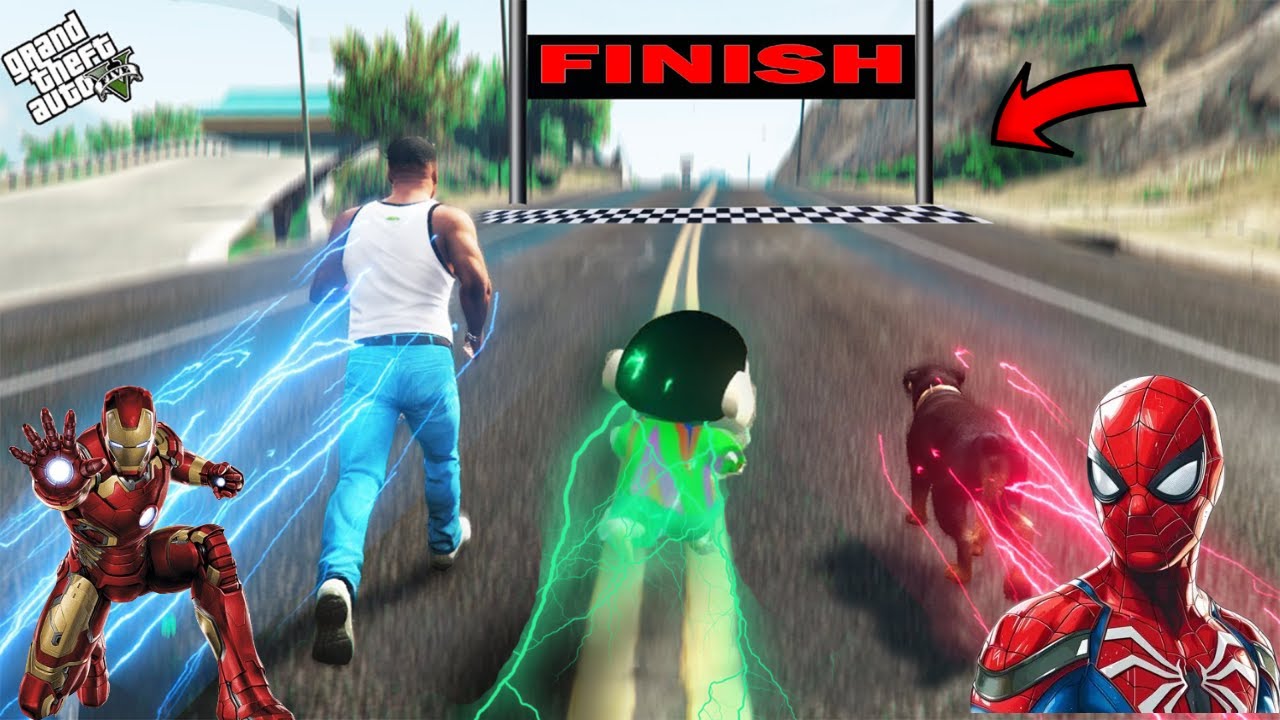 GTA5 : SHINCHAN RUNNING RACE WITH AVENGERS IN LOS SANTOS