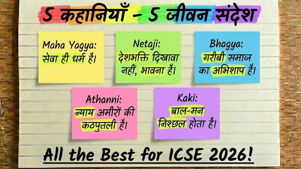 ICSE Hindi - 5 कहानियां साहित्य सागर