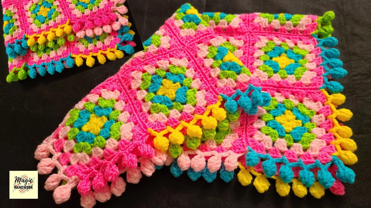 बची ऊन से बनाए टेबल कवर, पूजाआसन, Woolen Thalpose, Crochet Baby Shower Granny Blanket, Shawl pattern