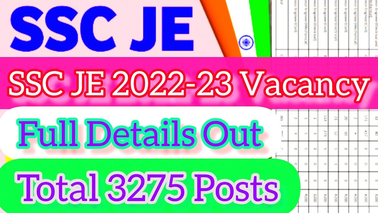 SSC JE  VACANCY DETAILS 2022 -23 OUT OFFICIAL NOTICE 2022 FULL VACANCY DETAILS ALL DEPARTMENTS