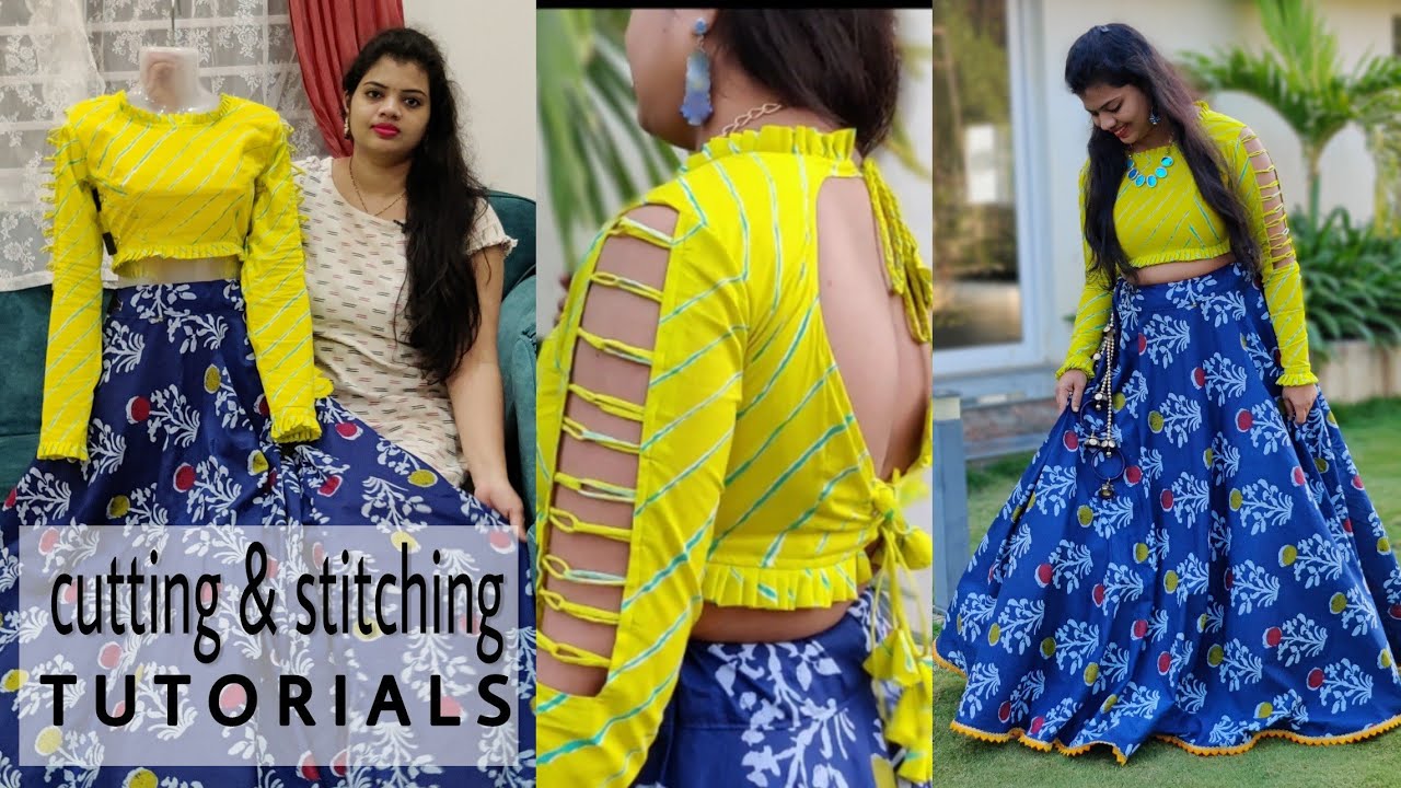 Designer crop top lehanga with cotton fabrics #budgetcroptoplehanga