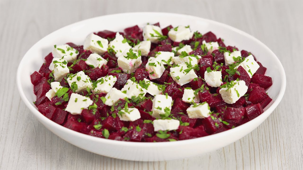 Just 2-Ingredients Salad &ndash; BEET & FETA in Lemon Garlic Dressing. Recipe by Always Yummy!