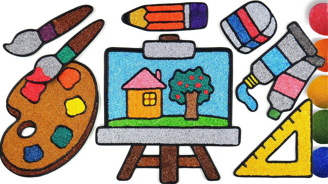 палитра, кисть | Coloring palette, paintbrush with Foam clay for Kids, Children
