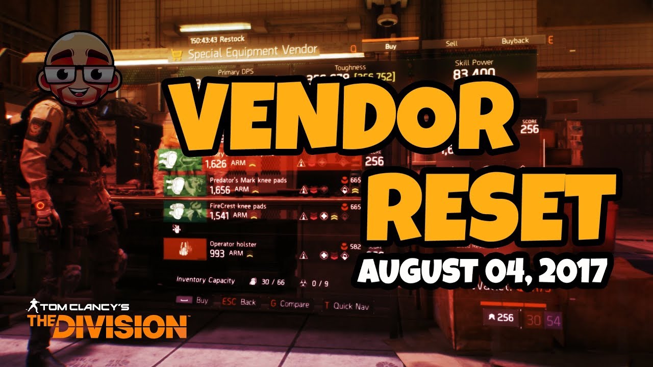 The Division - VENDOR RESET (04 August 2017) - AK47 Blueprint & more!