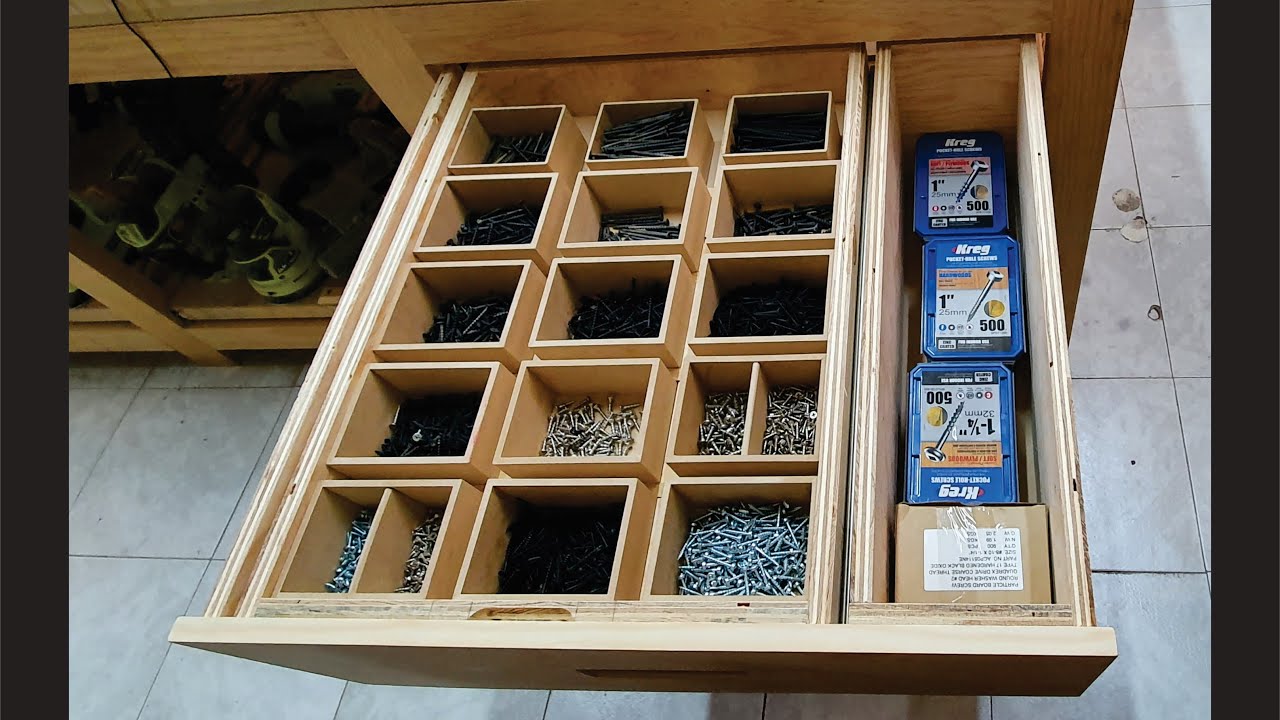 Cajón o gaveta para tornillos (optimizar el espacio)