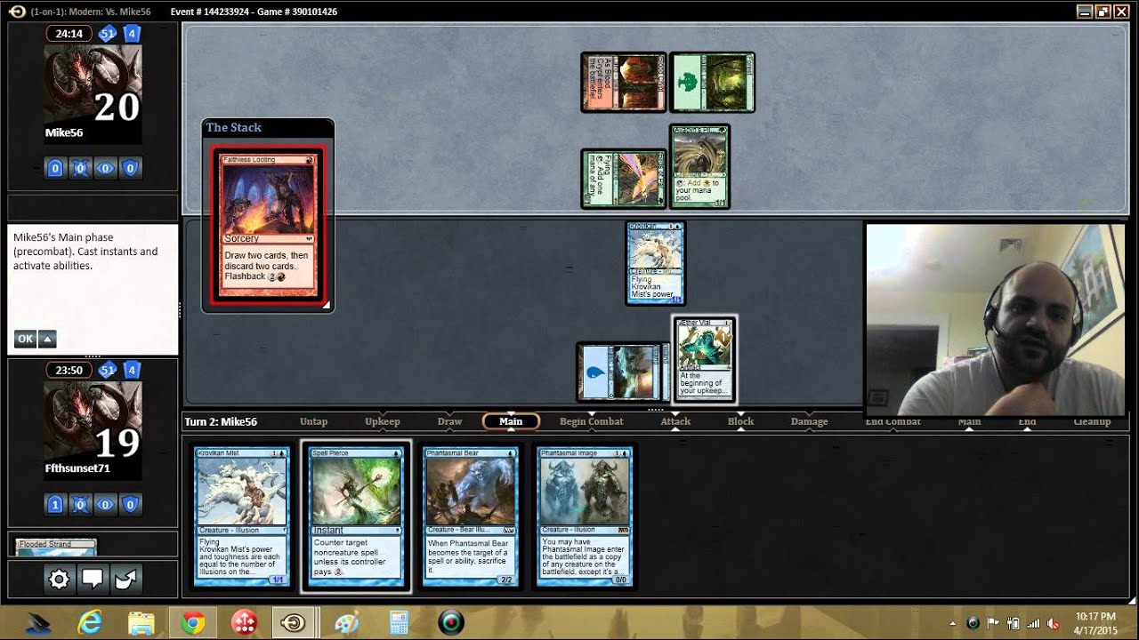 Modern Illusion Tribal MTGO Magic the Gathering Match 1 vs Unburial Rites