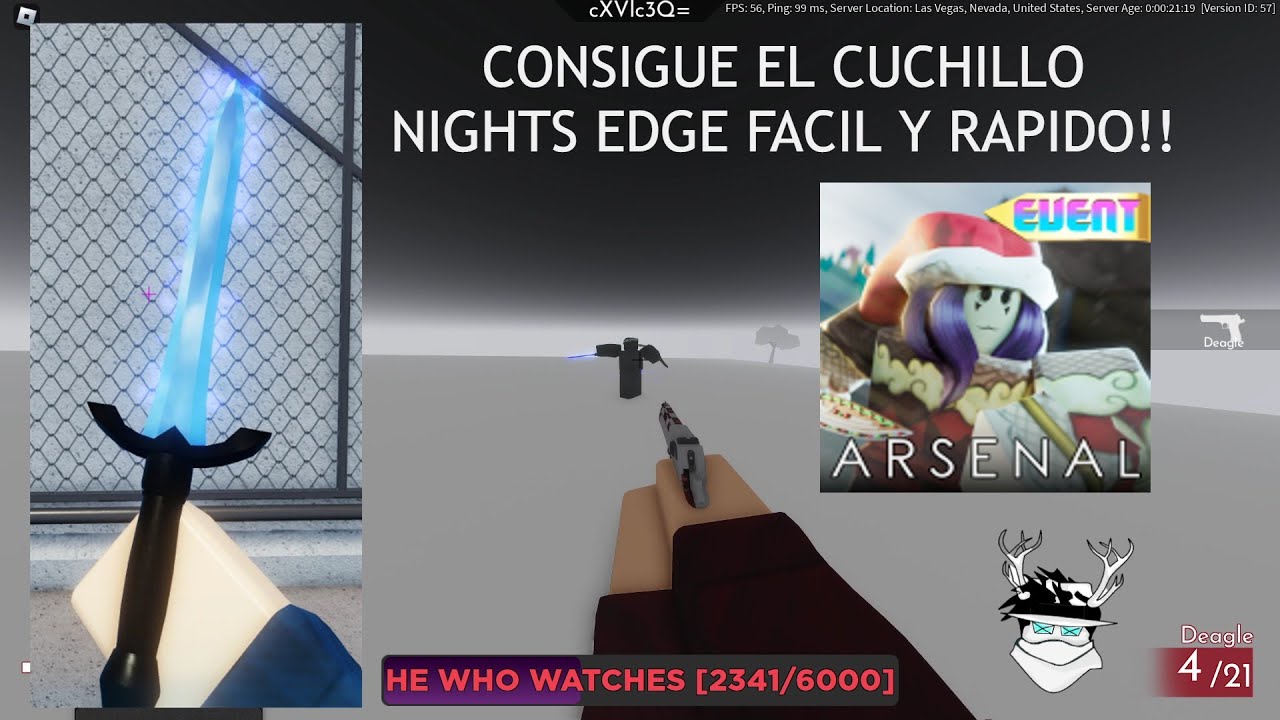 COMO CONSEGUIR EL CUCHILLO NIGHTS EDGE EN ARSENAL!! *GLITCH QUEST* EVENT - ROBLOX