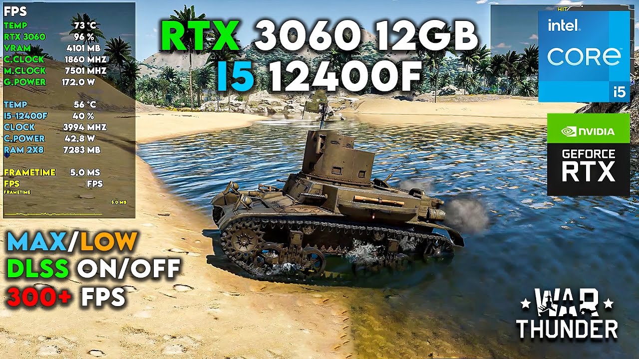 War Thunder RTX 3060 12GB + I5 12400F | Max and Low Settings (DLSS ON/OFF)