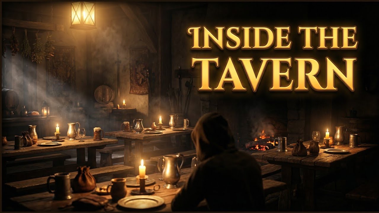 Cozy Medieval Tavern Ambience 📚🔥 | 3 Hours Relaxing Fantasy Lute Music for Sleep, Study & DnD