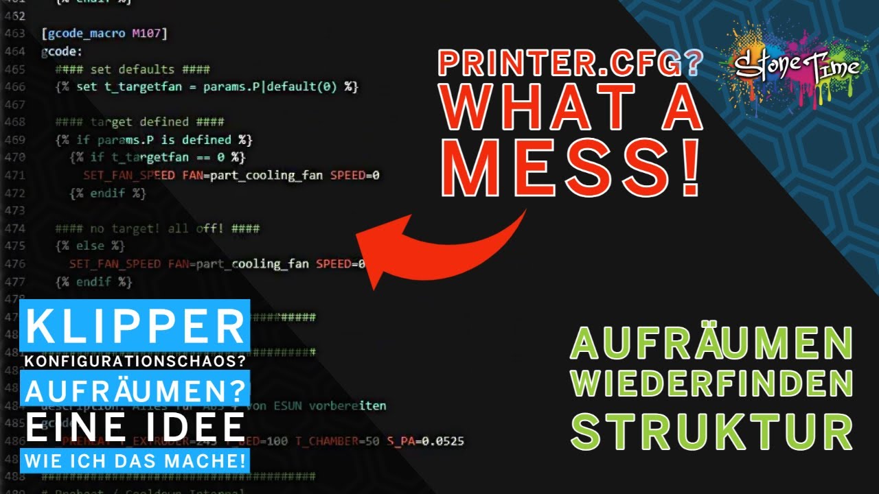 Klipper Konfigurationschaos? Aufräumen? Eine Idee wie ich das mache!