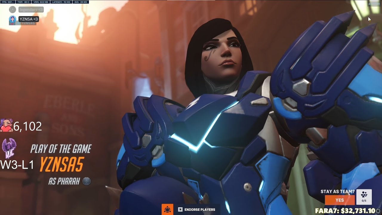 POTG! Вот как выглядит игра на Фарре в Overwatch 2, пройденная за 2000+ часов — YZNSA PHARAH GAME...
