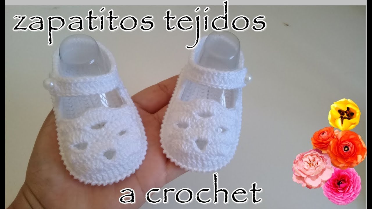zapatito tejido para bebé en punto fantasia -Modelo Elena-0 a 3 meses
