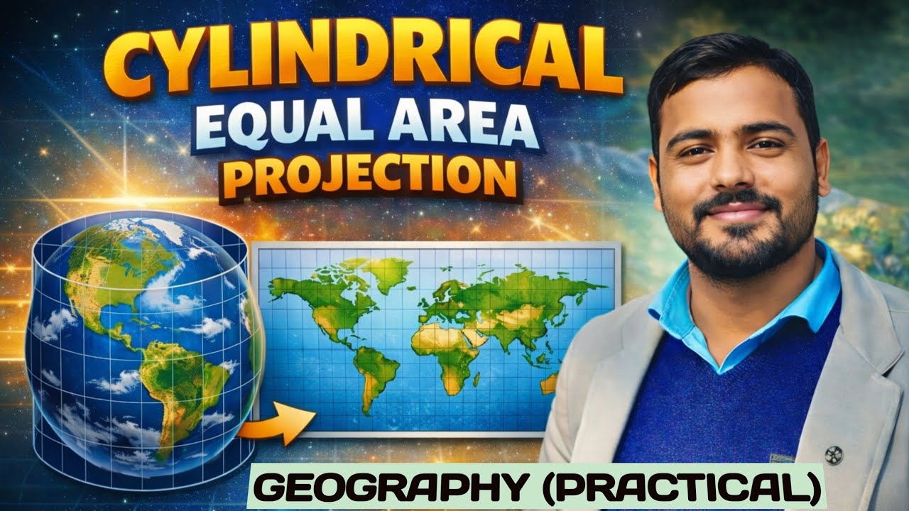 EQUAL AREA CYLINDRICAL PROJECTION Practical Geography | बेलनाकार समक्षेत्र प्रक्षेप #map | NCERT   