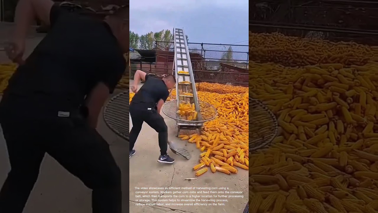 Efficient Corn Harvest: Conveyor System Streamlines Farm Work