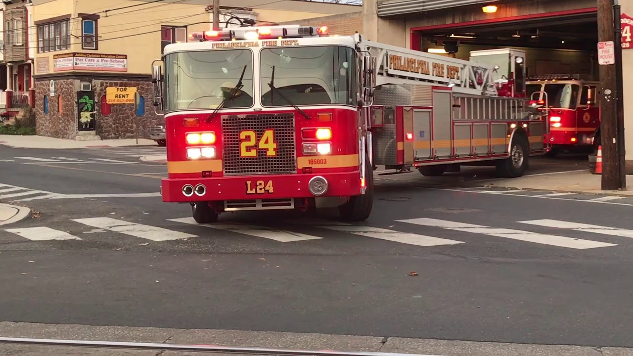 PHILADELPHIA FIRE DEPARTMENT LADDER 24 & ENGINE 41 RESPONDING IN WEST PHILLY, PHILADELPHIA, PA.