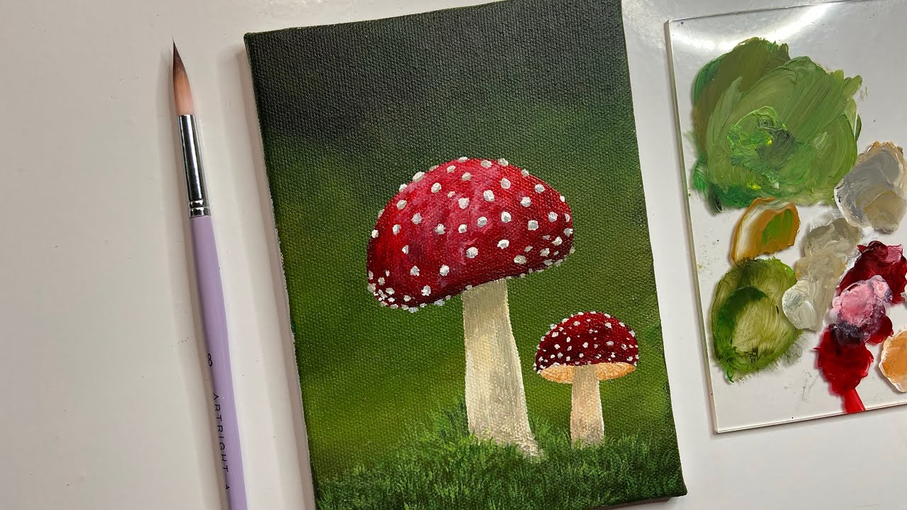 How to paint mushroom/ acrylic painting tutorial/acrylic painting tutorial for beginners