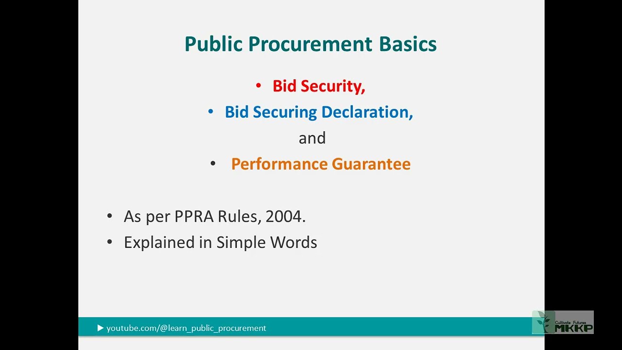 Understanding Bid Security, Bid Securing Declaration & Performance Guarantee | PPRA Rules Explained