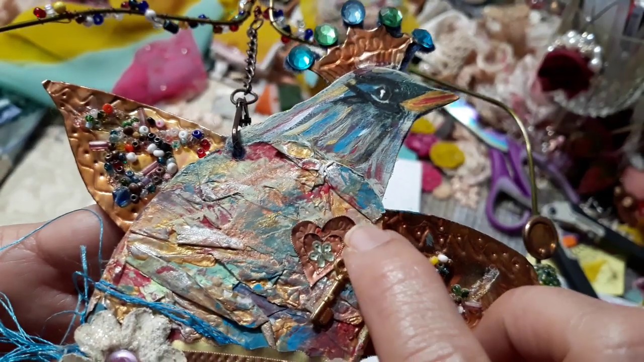 #Mixed Media, Boho Bird, #Embroidery Fiber ART Project shares