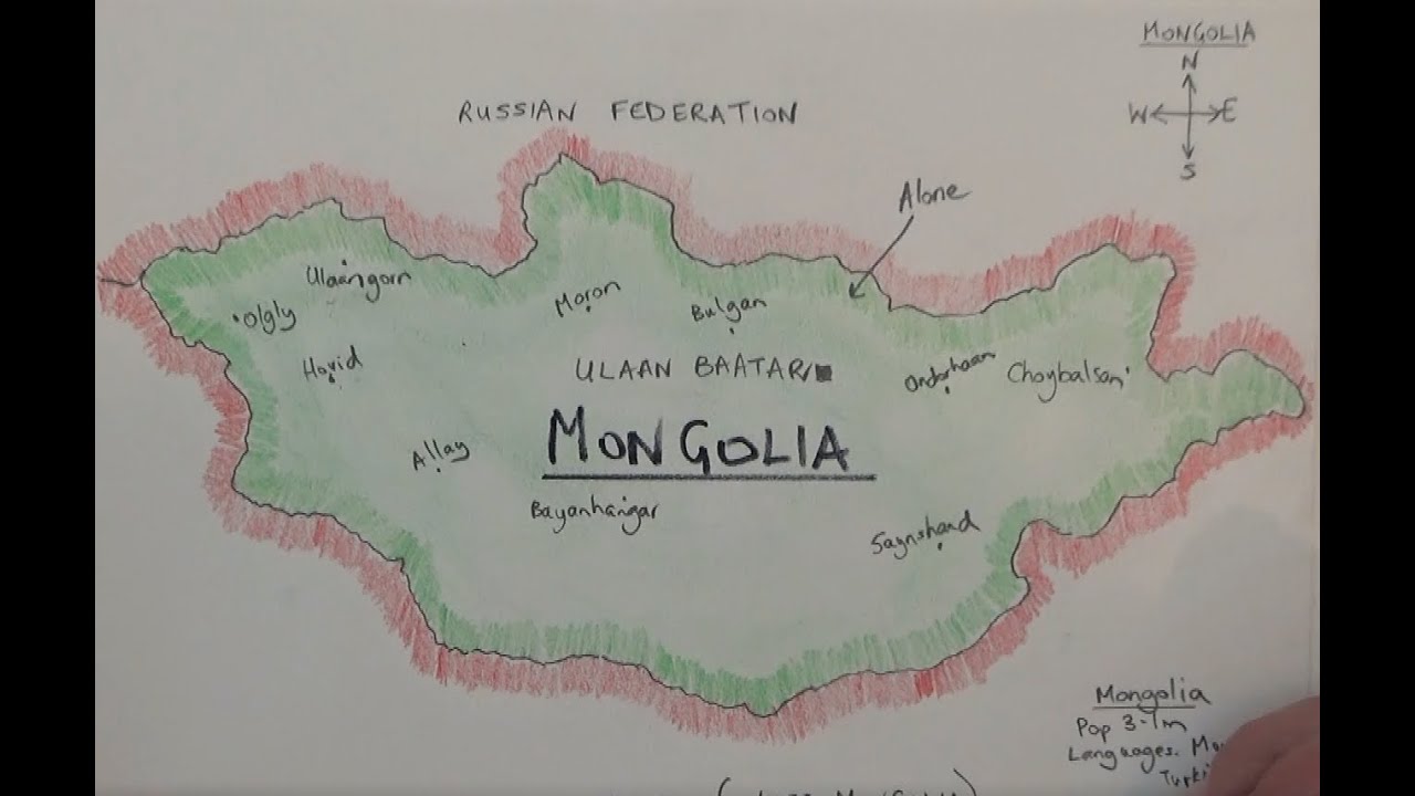 ASMR - Drawing a Map of Mongolia - Australian Accent - Chewing Gum & Describing in a Quiet Whisper