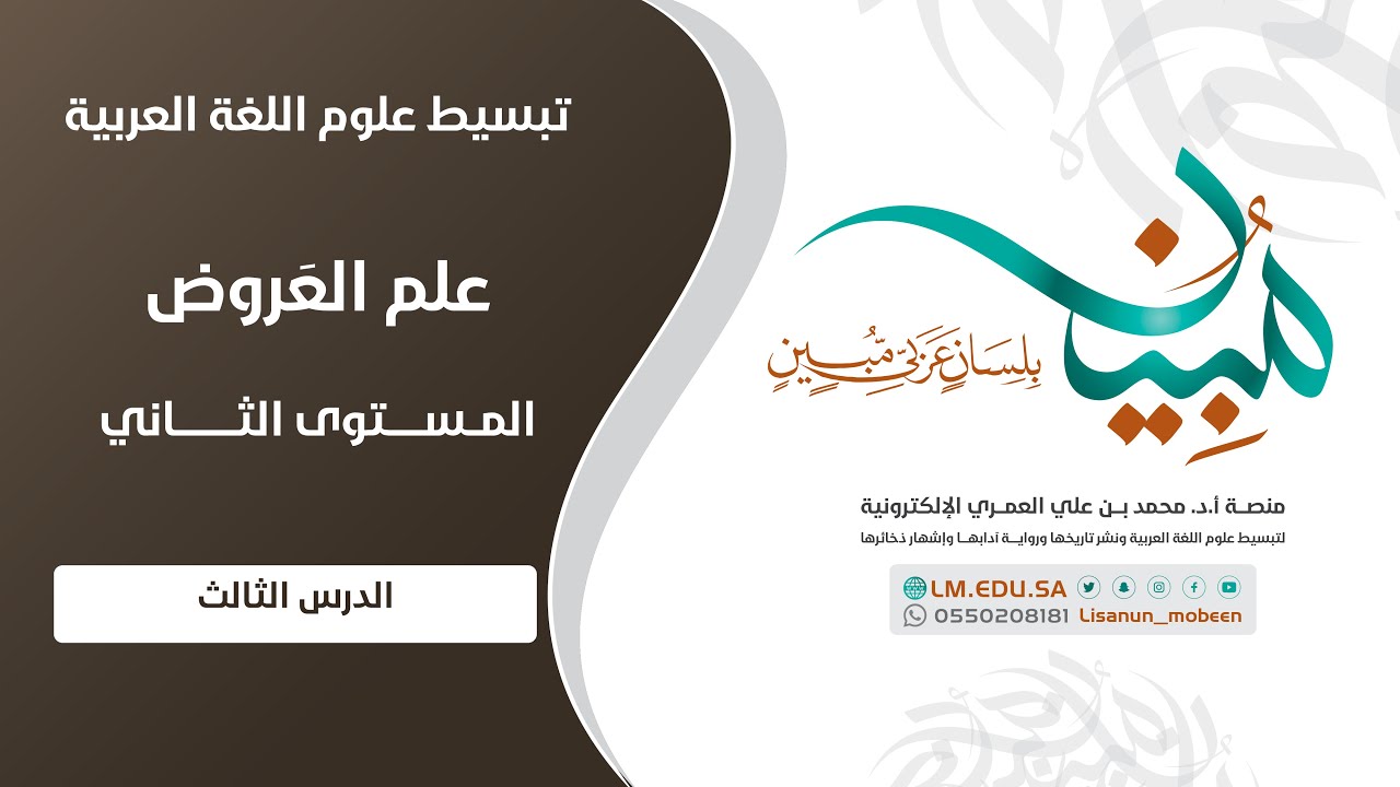 علم العَرُوض | المستوى ٢ | الدرس ٣ | منهج توليد الاحتمالات الممكنة وأثره في وضع المقاطع والأجزاء (٣)
