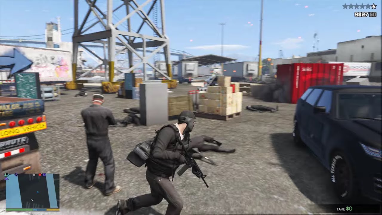 GTA 5 - The Crane Heist | Michael, Franklin & Trevor + Ten Star Escape