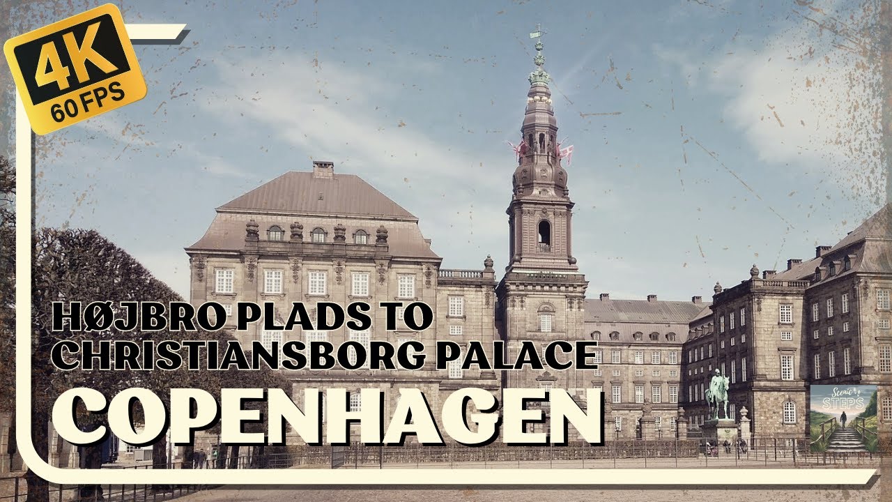 H&oslash;jbro Plads to Christiansborg Palace, Copenhagen, Denmark - Clam, and relaxing walk  [4K 60fps]