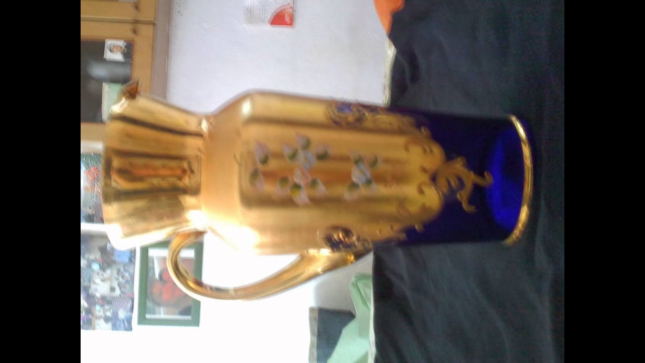 vendo bicchieri bagnati in oro con caraffa dipinti a mano in vetro di murano