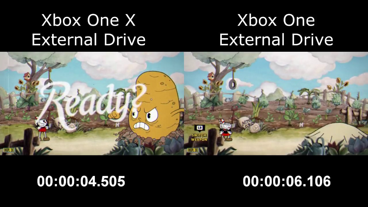 Xbox One X Cuphead Loading Times Comparison
