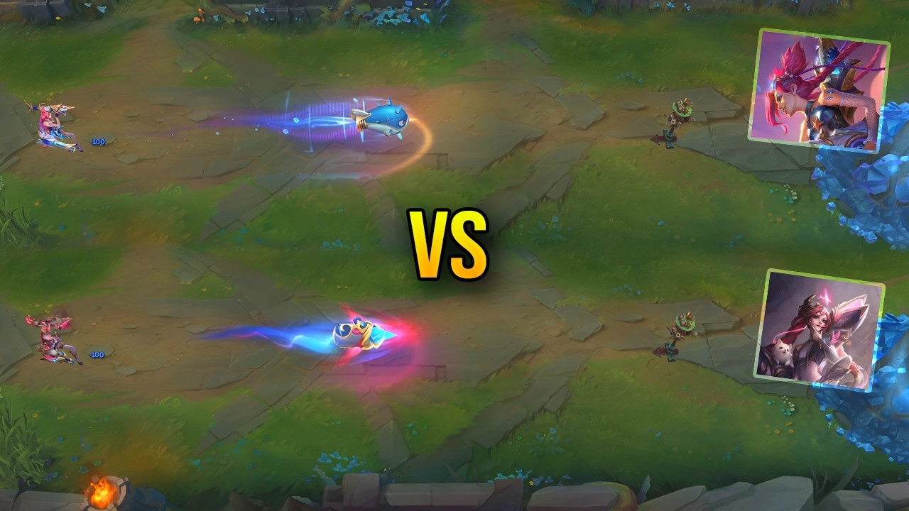 Ocean Song Jinx vs T1 Jinx - Skin Comparison - League of Legends