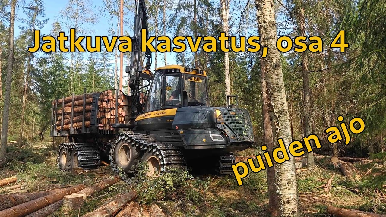 Jatkuva kasvatus, puiden ajo, osa 4. | Continuous cover silviculture, forwarder at work, part 4