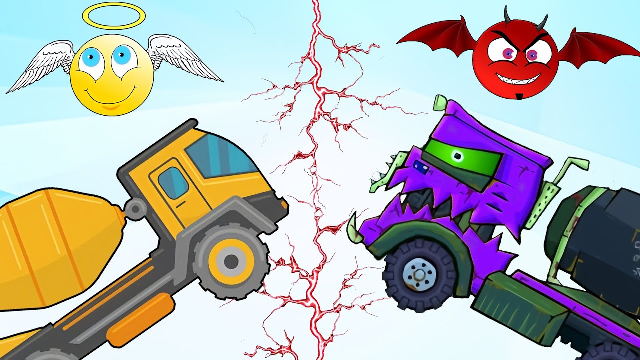 Assemble the Angel Car & Devil Car Correctly! 😇😈 | Funny Construction Vehicles | Bicar Channel