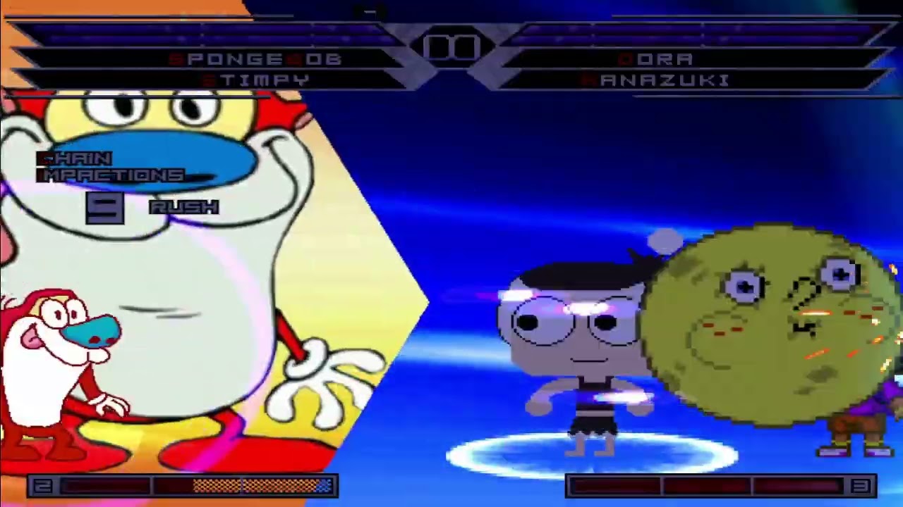 KOF MUGEN Tag Team Spongebob & Stimpy vs Hanazuki & Dora