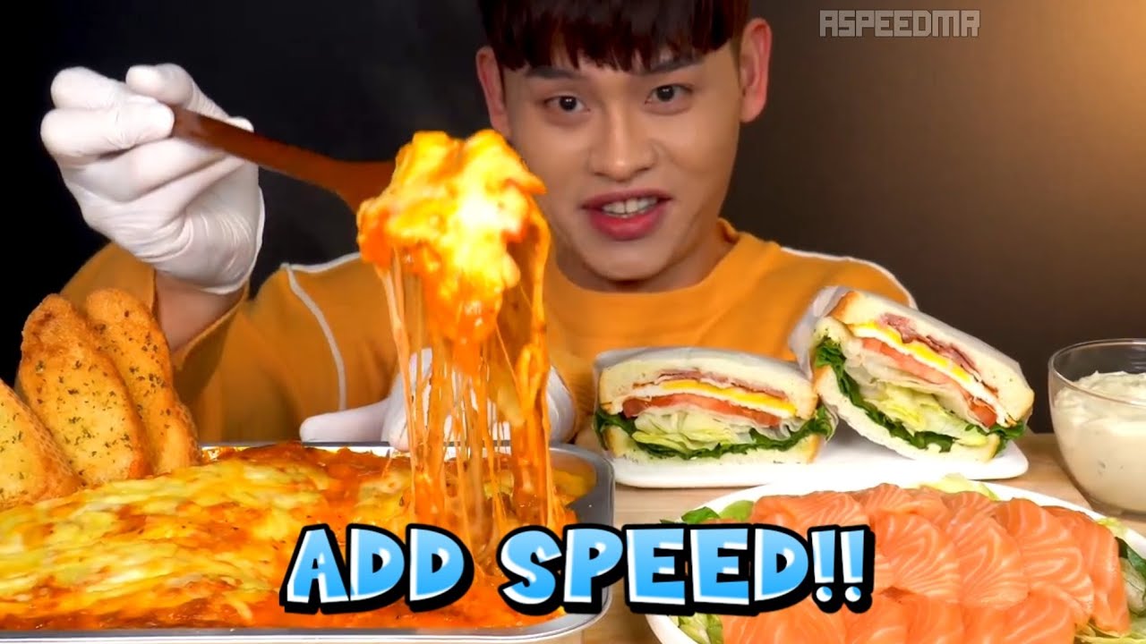 Bonggil Asmr🧀🥗Cheese Lasagna n Salad Salmon | add speed.