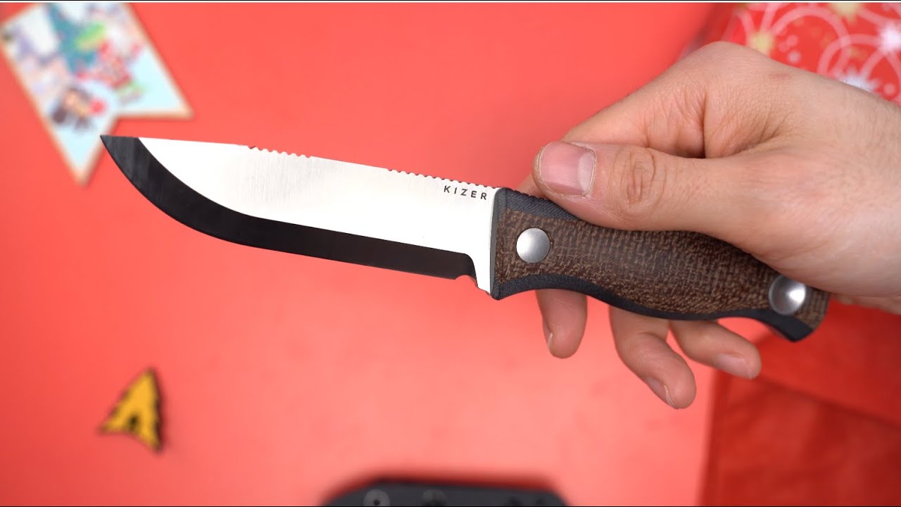 Нож Kizer Polaris satin сталь AEB-L рукоять Burlap Micarta/Black G10