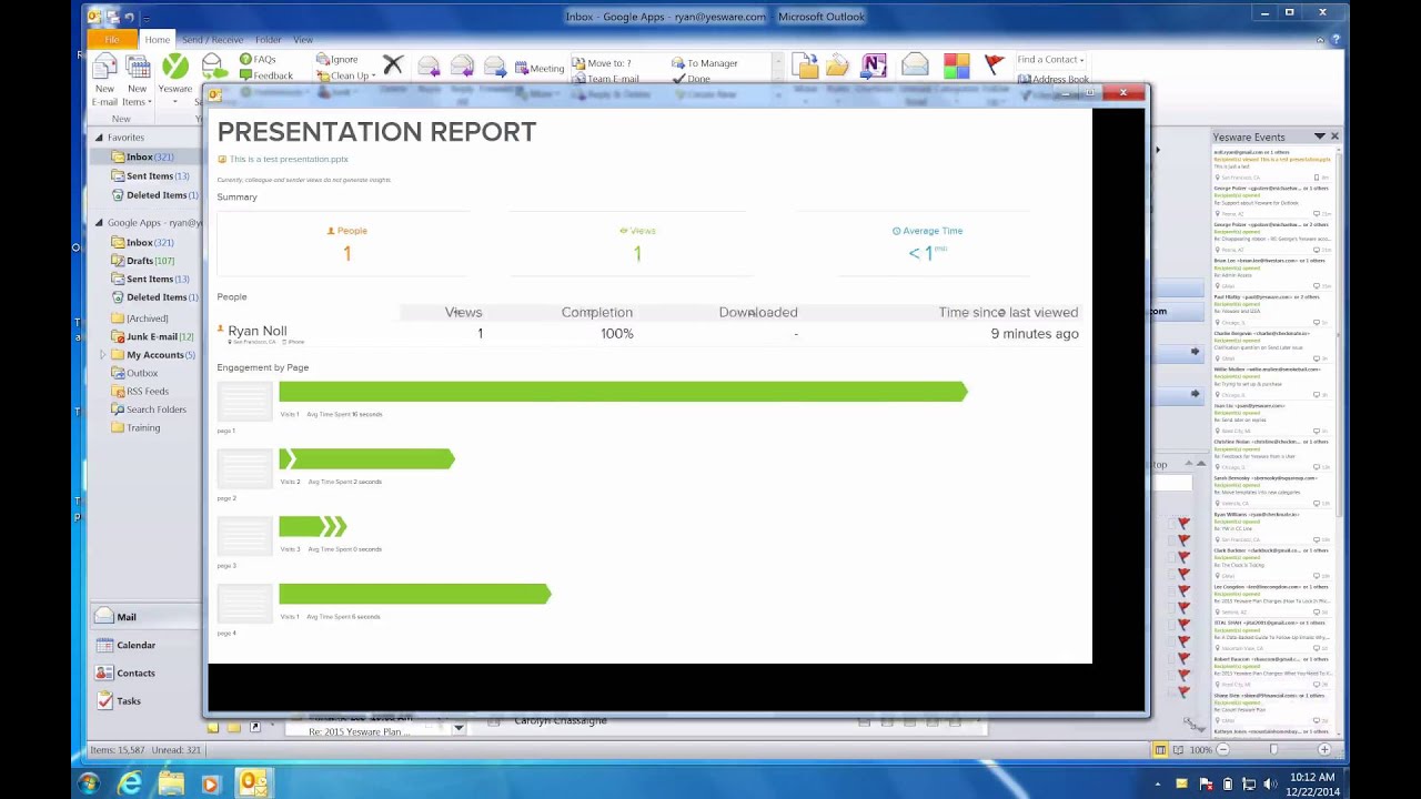 Yesware's Presentation Tracking feature for Outlook