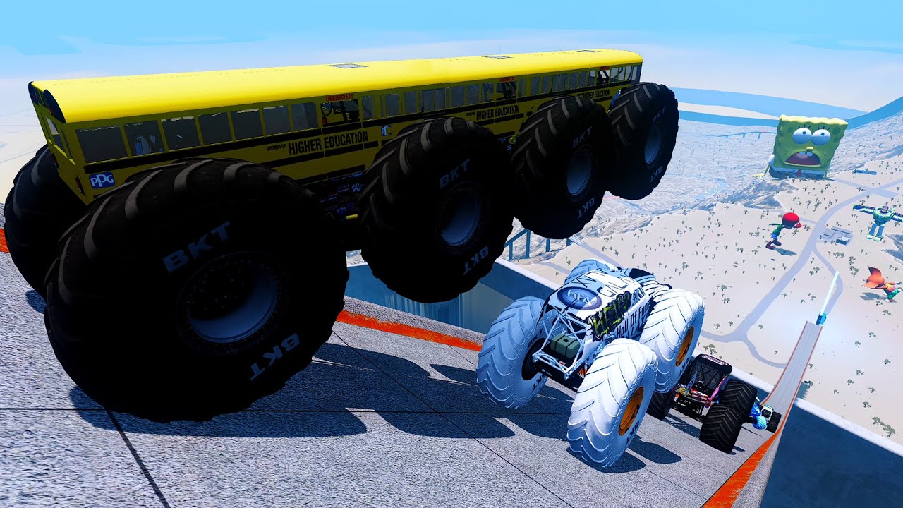 Epic High Speed monster trucks jumps stunts & crashes #078 | BeamNG Drive