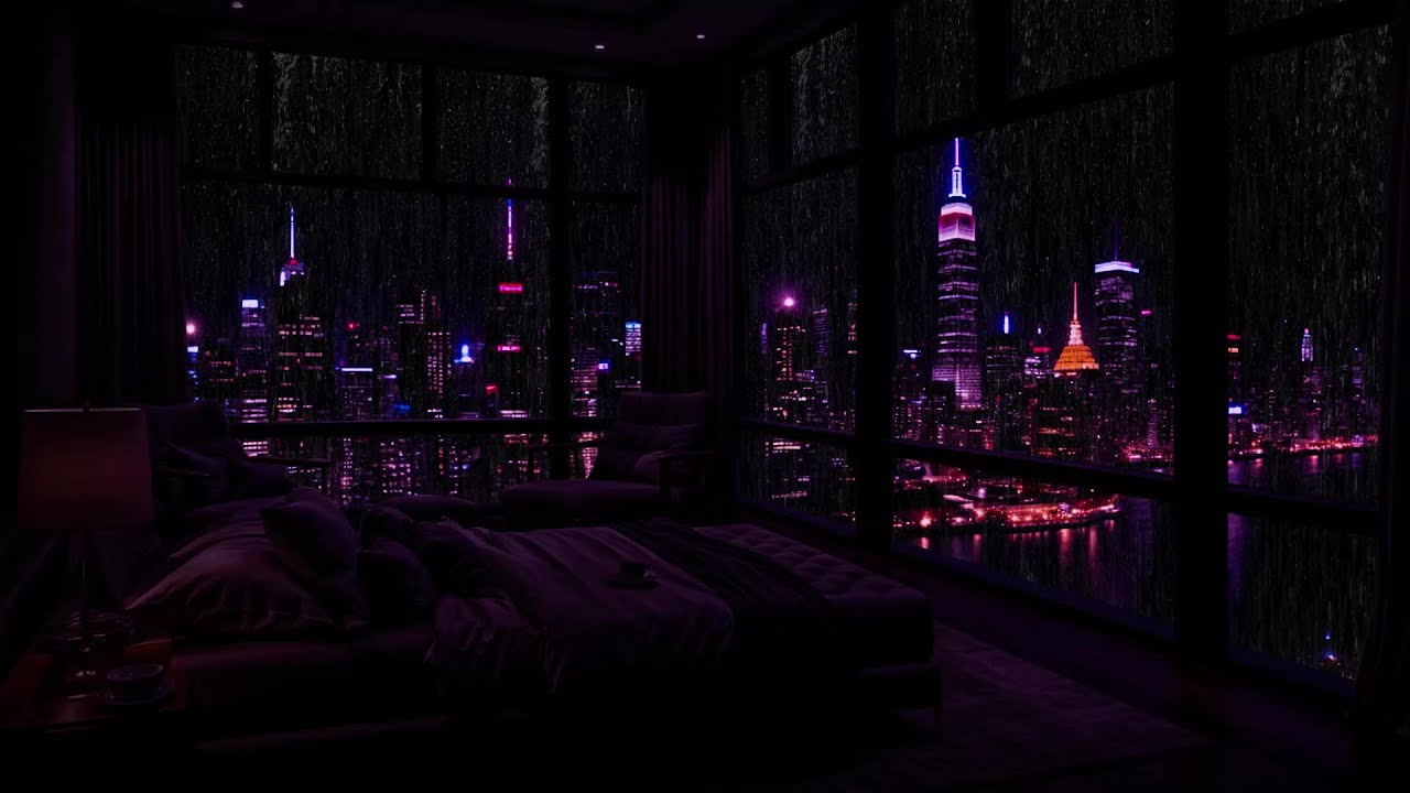 Rainy Night in Luxury New York City | Cozy bedroom, Candlelight & Relaxing Rain Sounds for Sleep